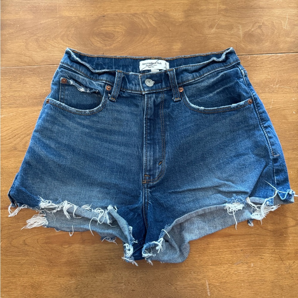 Abercrombie & Fitch Blue Jean Shorts Distressed High-Waisted